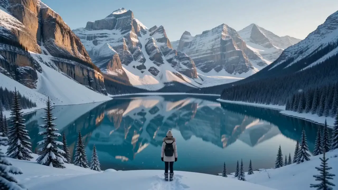 The photo: a lake in the snow